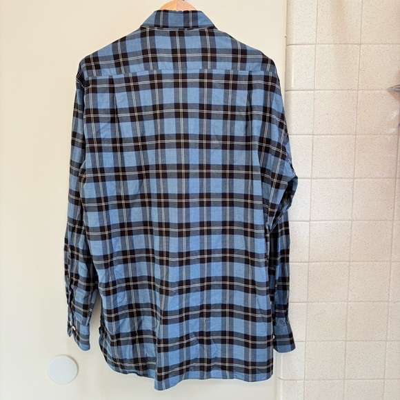 Calder Carmel Men's Cotton Blue and Black Plaid Button-Down Shirt Size XL - Picture 8 of 11